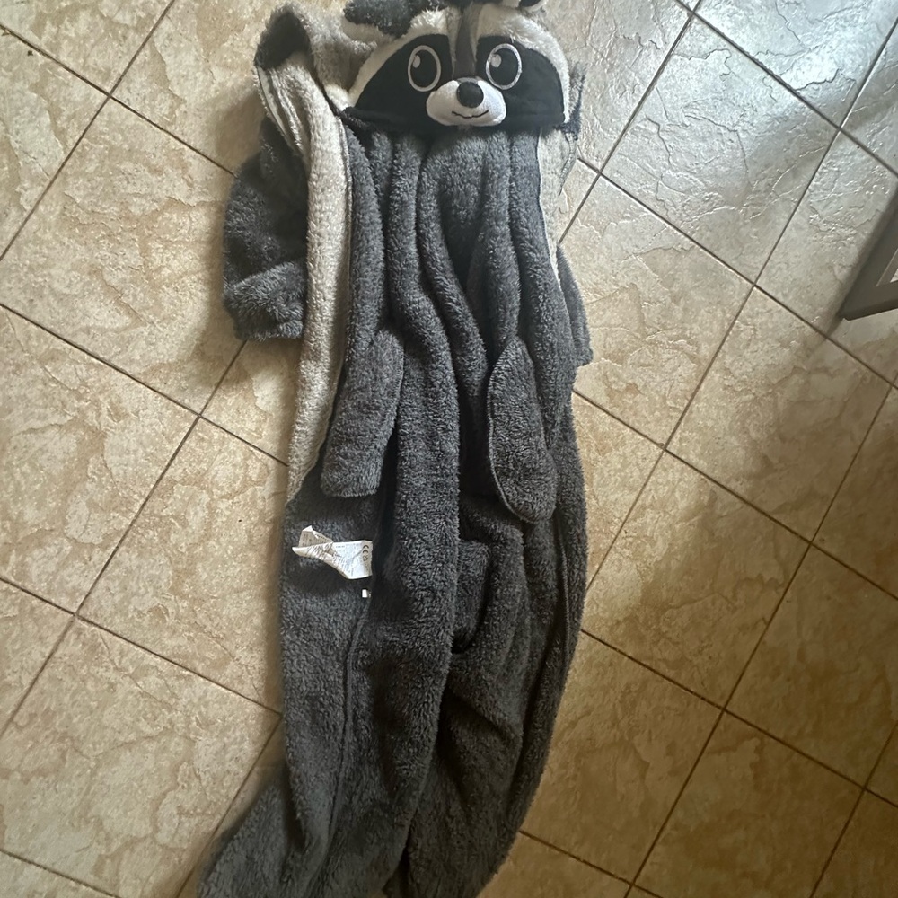 Plush Charcoal Hooded Pajama Onesie - Picture 4 of 5